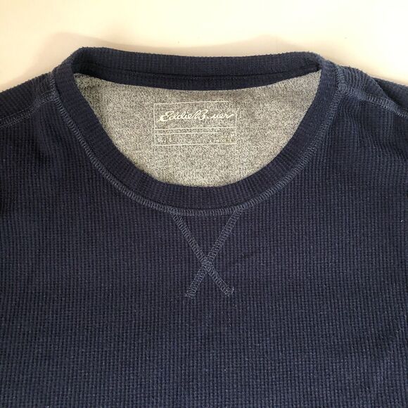 Eddie Bauer Waffle Knit Shirt Blue Size Medium - Picture 9 of 12